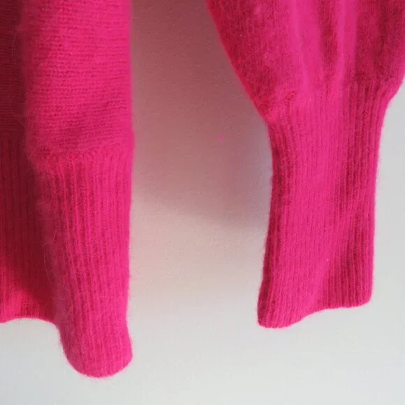 VINTAGE CEDARS Angora Lambswool Pink Beaded Dolman Sleeve Sweater - Size M - Picture 7 of 15